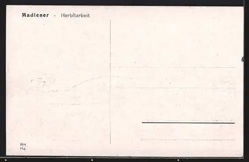 Künstler-AK Josef Madlener: Madlener, Herbstarbeit, Bauer Pflügt und Sät auf dem Acker