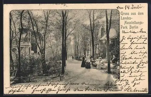 AK Berlin, Landesausstellungspark, Sitze eines Cafés