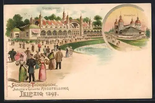 AK Leipzig, Sächsisch-Thüringische Industrie & Gewerbeausstellung 1897, das Hauptrestaurant