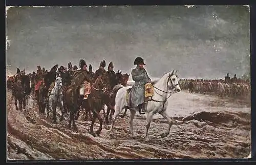 AK Gemälde Campagne de France von Jean-Louis Messonier, Napoleon an der Spitze seines Heeres