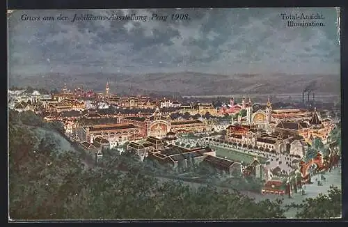 AK Prag, Jubiläums-Ausstellung 1908, Total-Ansicht