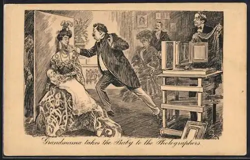 Künstler-AK Charles Dana Gibbson: Grandmama takes the Baby to the Photographers