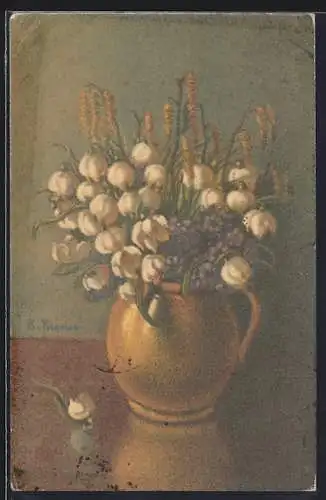 Künstler-AK Wenau-Pastell Nr. 907: Krug mit Blumen