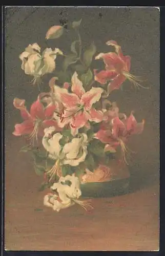 Künstler-AK Wenau-Pastell Nr. 993: Blumen in gemusterter Vase