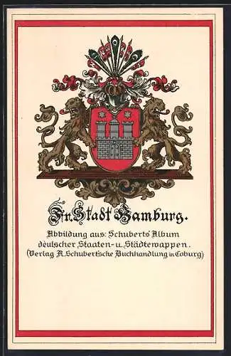 AK Hamburg, Wappen aus Schubert`s Album deutscher Staaten- und Städtewappen