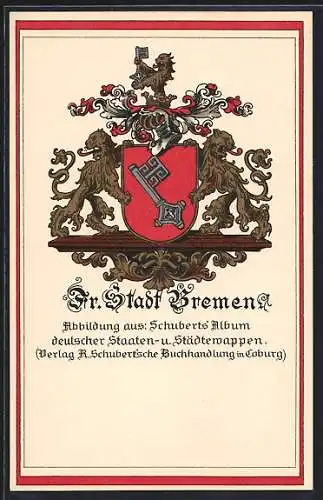 AK Bremen, Wappen aus Schubert`s Album deutscher Staaten- und Städtewappen