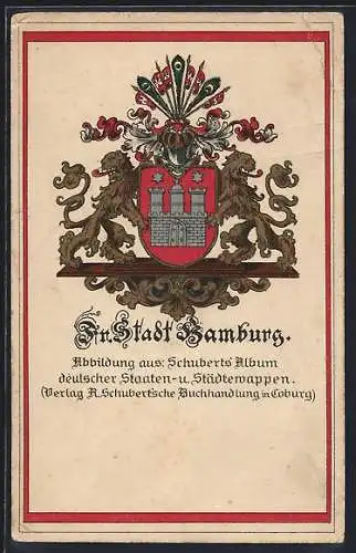 AK Hamburg, Wappen aus Schubert`s Album deutscher Staaten- und Städtewappen