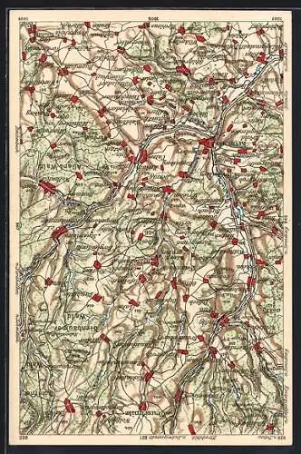 AK Kronach, Landkarte mit Fischbach, Teuschnitz und Rosenberg