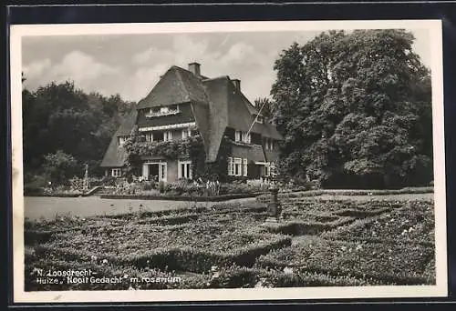 AK Loosdrecht, Nieuw-Loosdrecht, Huize Nooit Gedacht m. rosarium