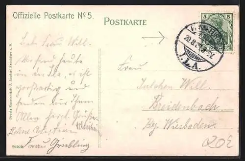 AK Frankfurt am Main, Internationale Luftschiffahrt Ausstellung 1909, Zeppelin über dem Gebäude