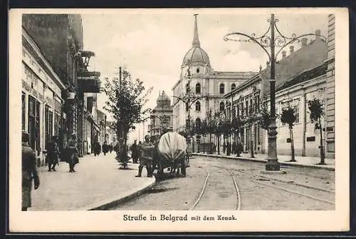 AK Belgrad, Strasse mit dem Konak