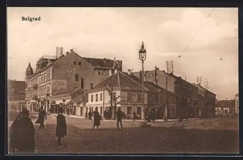 AK Belgrad, Strassenpartie im Stadtkern