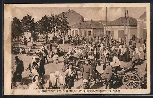 AK Nisch, Landfrauen am Markttag auf dem Havensteinplatz