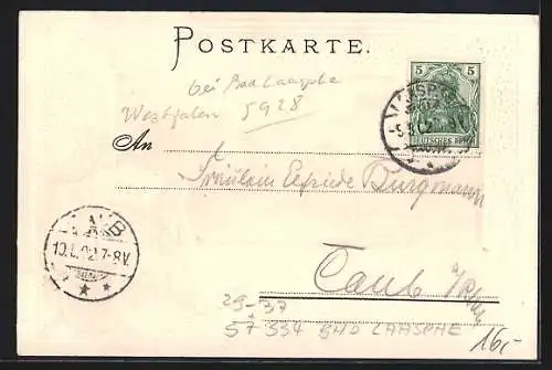 Passepartout-Lithographie Bad Laasphe, Ansicht von Schloss Wittenstein, Wappen