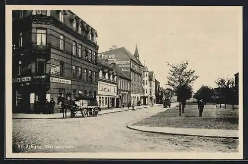 AK Rendsburg, Herrenstrasse mit Gasthaus Reichs-Krone