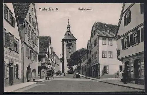 AK Marbach a. N., Blick in die Marktstrasse