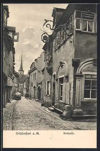 AK Ochsenfurt / Main, Blick in die Badgassen-Strasse