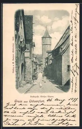 AK Ochsenfurt / Main, Bocksgasse, Weisser Thurm