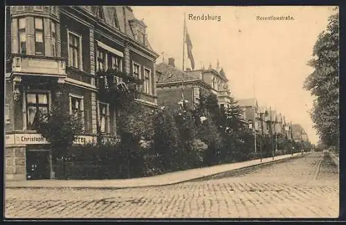 AK Rendsburg, Reventlowstrasse mit Häusern