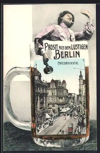 AK Berlin, Friedrichstrasse aus der Vogelschau