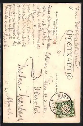 AK Würzburg, Gasthaus Sandhof, Gäste im Innenhof