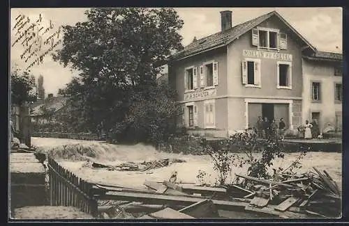 AK Bex, Inondations, Juillet 1910, L`emplacement d`un pont emporté à l`Echaud