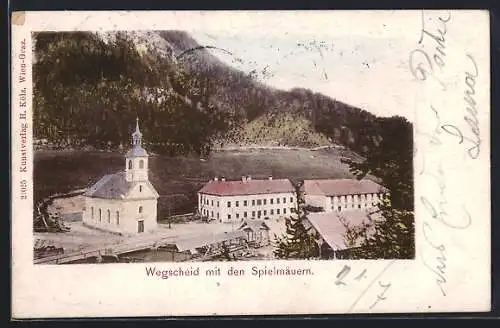 AK Mariazell, Wegscheid, Kirche mit den Spielmäuern