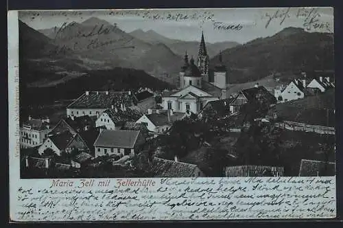 AK Maria Zell, Teilansicht mit Kirche