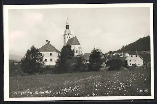 AK Mühlen /Stmk., St. Helen, Ortspartie mit Kirche