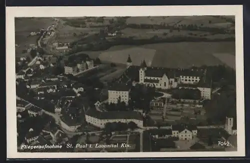 AK St. Paul i. Lavanttal, Teilansicht mit Stift, Fliegeraufnahme