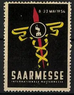 Reklamemarke Saarbrücken, Saarmesse, Internationale Mustermesse 1954, Messelogo