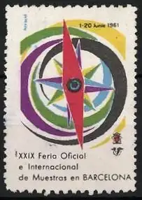 Reklamemarke Barcelona, XXIX Feria Oficial e Internacional de Muestras, Kompassdesign, 1961