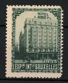 Reklamemarke Brüssel, Expo Int`l 1935, Hotel Albert 1er