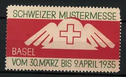 Reklamemarke Basel, Schweizer Mustermesse 1935, Kreuz mit Flügeln