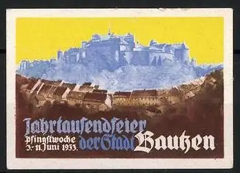 Reklamemarke Bautzen, Jahrtausendfeier der Stadt, Schlossansicht 1933