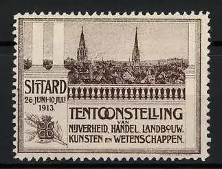 Reklamemarke Sittard, Tentoonstelling 1913, Stadtansicht mit Türmen