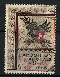 Reklamemarke Genf, Exposition Nationale Suisse 1896, Adler mit Schweizer Kreuz