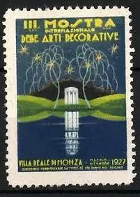 Reklamemarke Monza, III. Mostra Internazionale Arti Decorative, 1927, Pavillon am Ufer