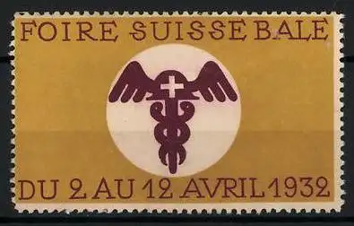 Reklamemarke Basel, Foire Suisse 1932, Hermesstab