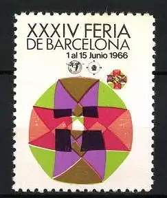 Reklamemarke Barcelona, XXXIV Feria de Barcelona 1966, buntes geometrisches Muster