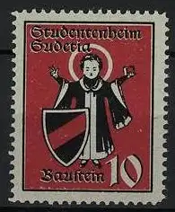 Reklamemarke München, Studentenheim Suderia, Baustein, Münchner Kindl mit Schild