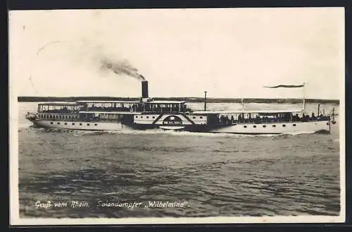 AK Salondampfer Wilhelmina auf dem Rhein