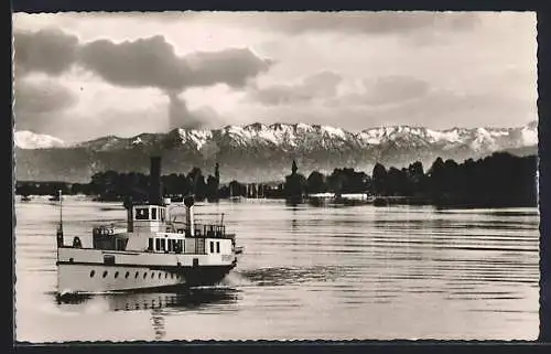 AK Dampfer Diessen auf dem Ammersee gegen die Berge