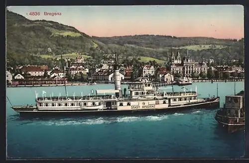 AK Bregenz, Dampfer Stadt Bregenz auf dem Bodensee