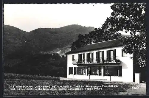AK Kaltenleutgeben, Gasthaus Wienerhütte mit Blick gegen Parapluiberg