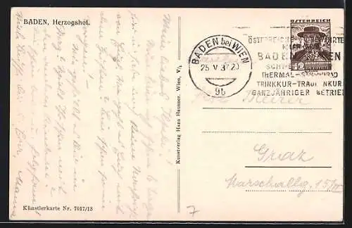 AK Baden, Strassenpartie am Herzogshof