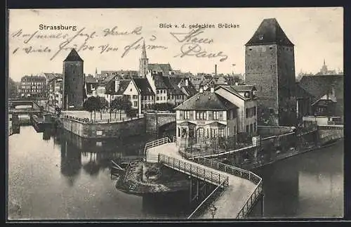 AK Strassburg, Blick von der gedeckten Brücke