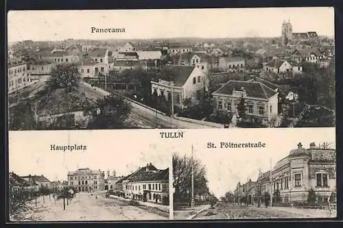 AK Tulln, Panorama, Hauptplatz, St. Pöltnerstrasse