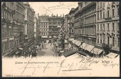 AK Wien, Graben mit Dreifaltigkeitssäule aus der Vogelschau