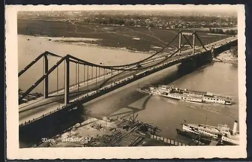 AK Wien, Reichsbrücke aus der Vogelschau